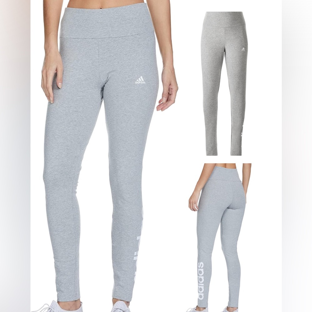 Adidas Women's Essentials High-Waisted Logo Leggings. Large Grey heath…